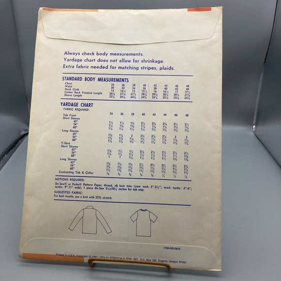 UNCUT Vintage Sewing PATTERN Stretch and Sew 1750 by Ann Person, Mens 1974 Set - Picture 2 of 2